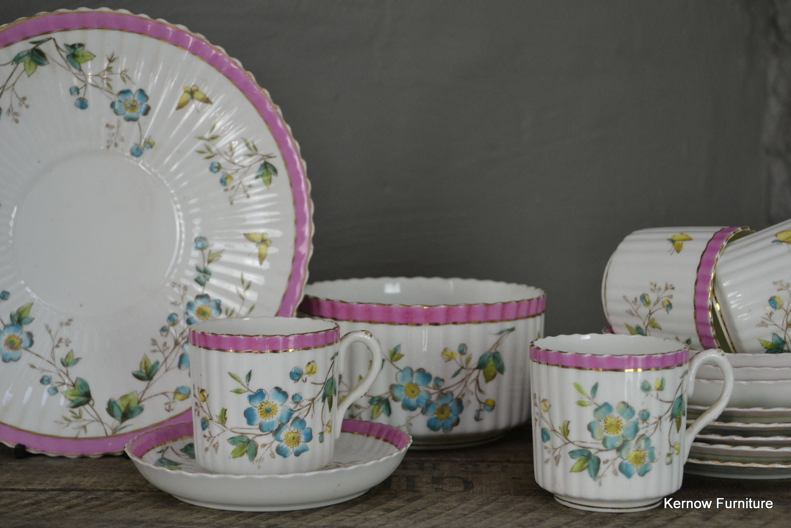 Handpainted Floral China Tea Set - Kernow Furniture