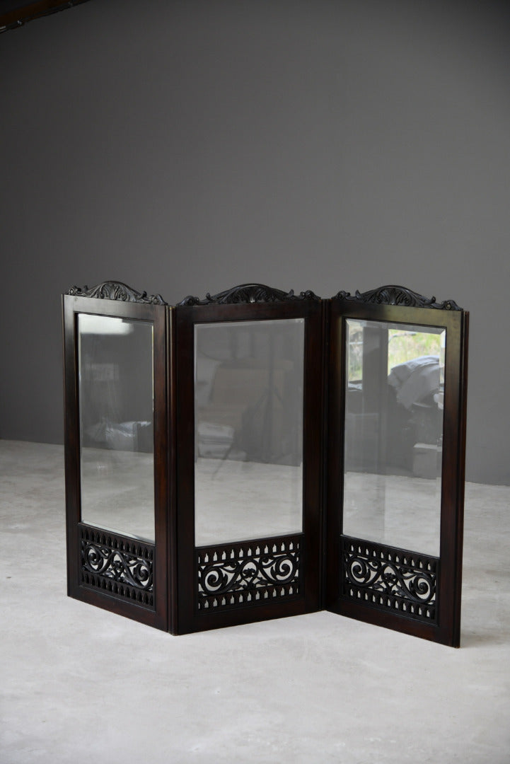 Antique Mahogany Glazed Screen - Kernow Furniture