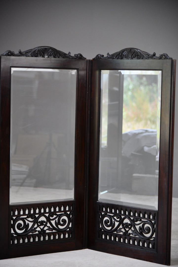 Antique Mahogany Glazed Screen - Kernow Furniture