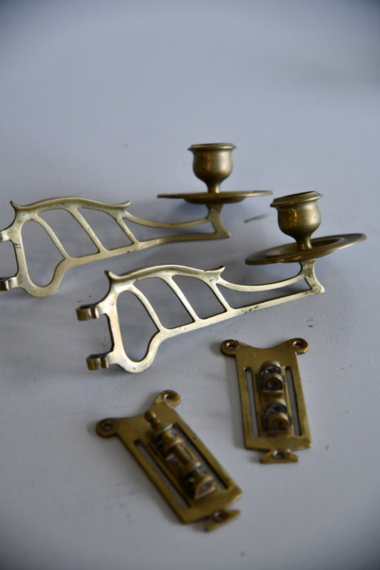 Pair Brass Piano Candle Sconce - Kernow Furniture