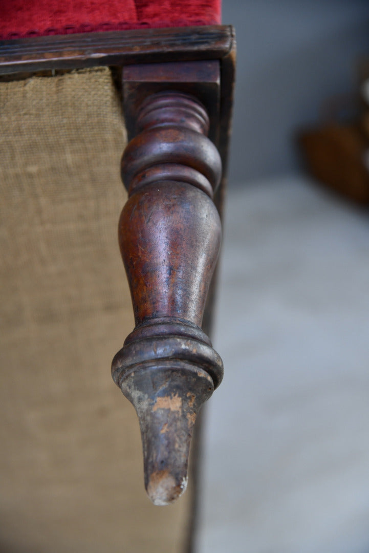 Small Victorian Upholstered Bench - Kernow Furniture