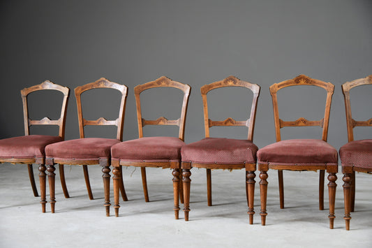 Set 6 Victorian Inlaid Dining Chairs - Kernow Furniture