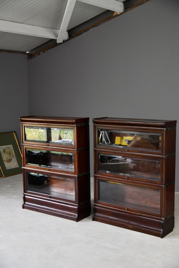 Pair Antique Mahogany Globe Wernicke Bookcase - Kernow Furniture