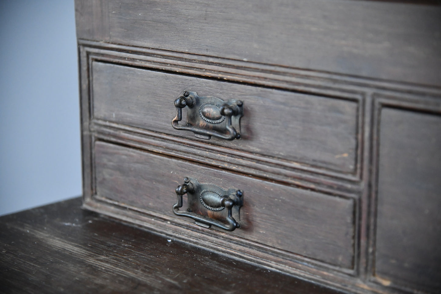 Antique Stained Pine Glazed Dresser - Kernow Furniture