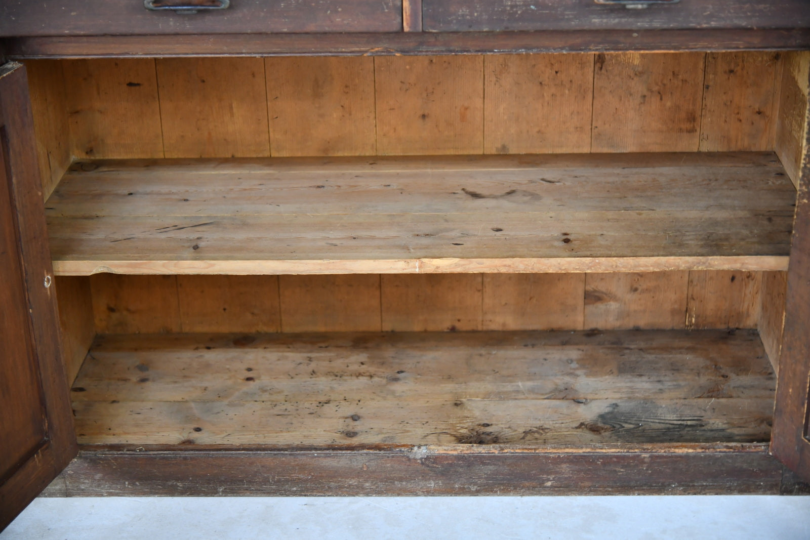 Antique Stained Pine Glazed Dresser - Kernow Furniture