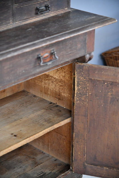 Antique Stained Pine Glazed Dresser - Kernow Furniture