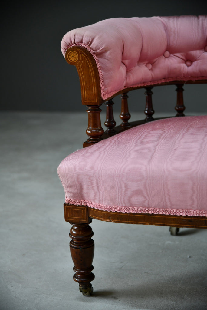 Antique Victorian Pink Upholstered Sofa - Kernow Furniture