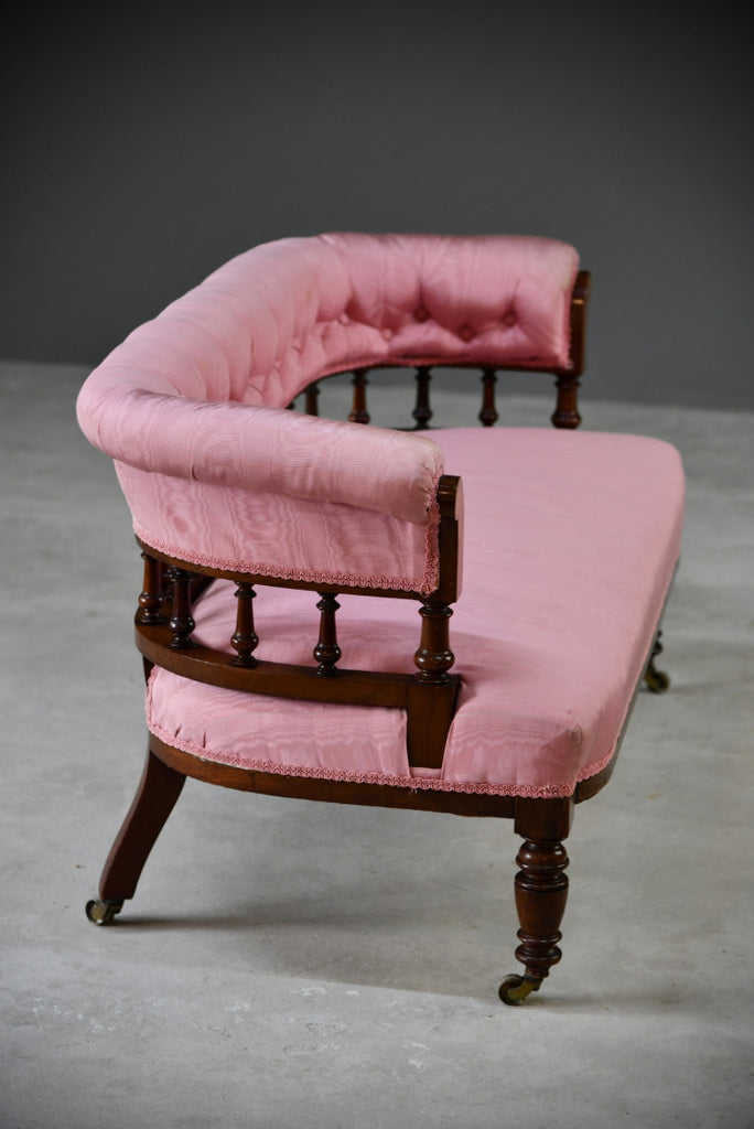 Antique Victorian Pink Upholstered Sofa - Kernow Furniture