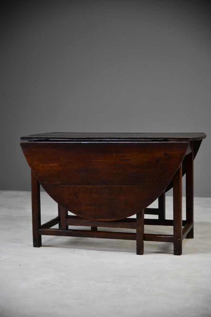 Rustic Antique Oak Drop Leaf Table - Kernow Furniture
