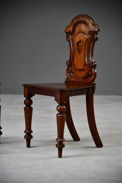 Pair Mahogany Hall Chairs - Kernow Furniture