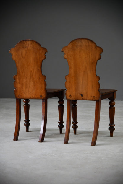 Pair Mahogany Hall Chairs - Kernow Furniture