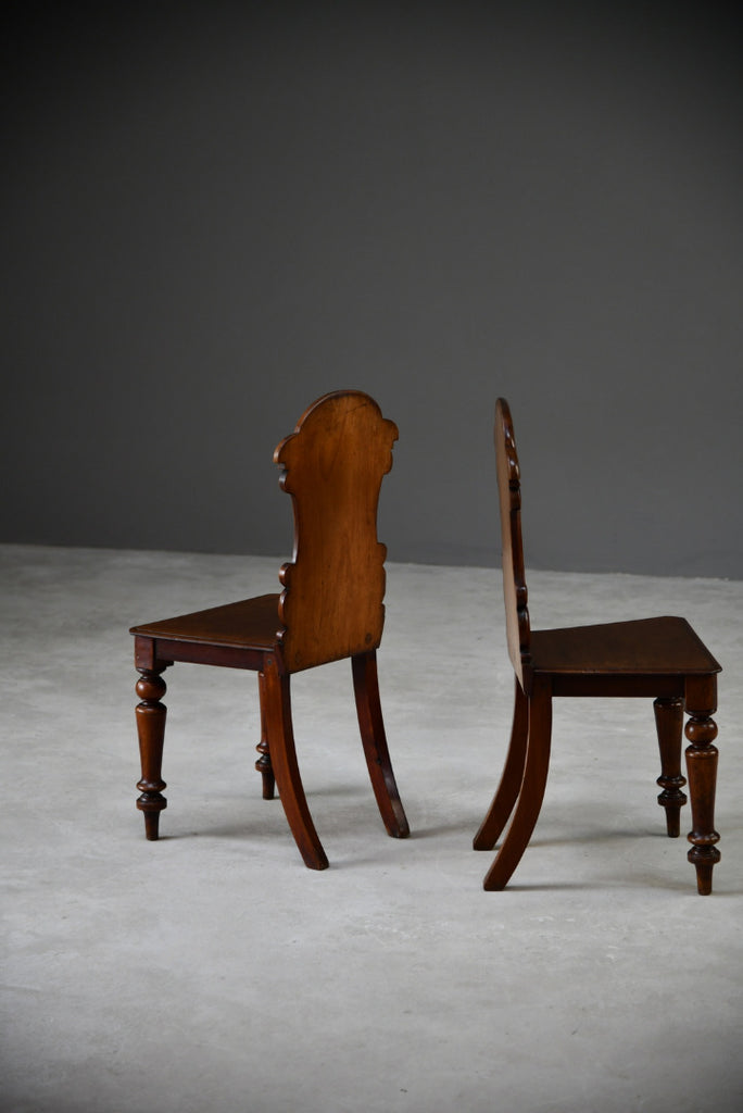 Pair Mahogany Hall Chairs - Kernow Furniture