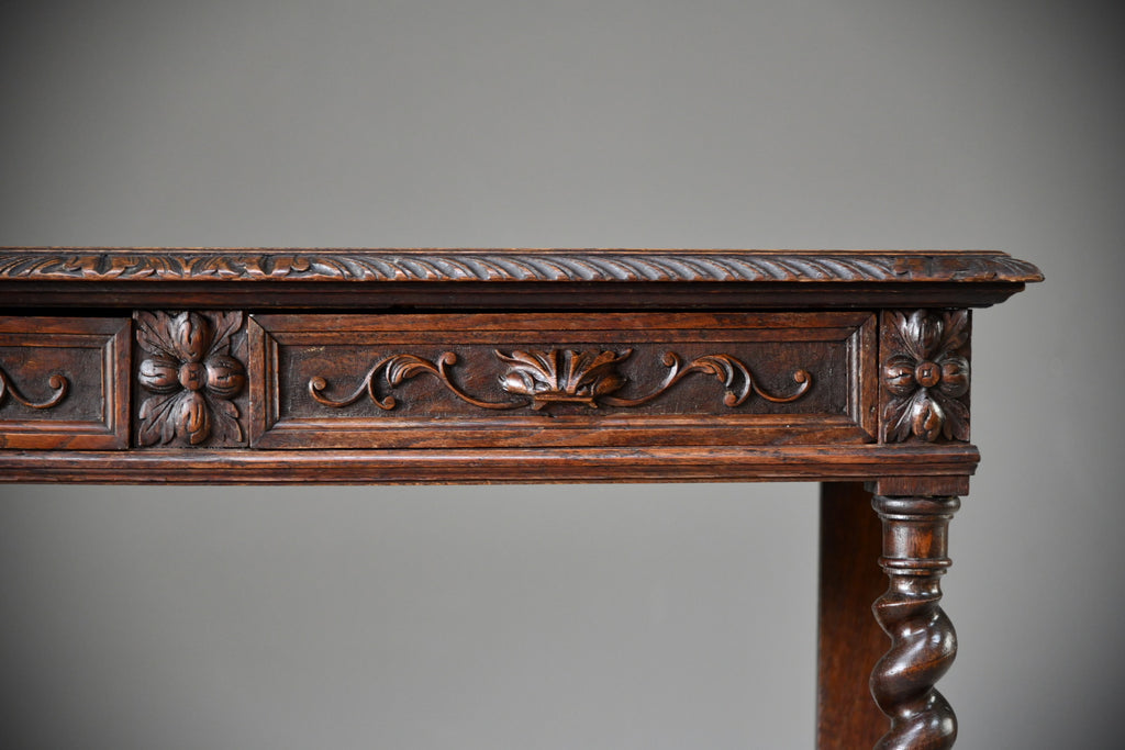 Antique Carved Oak Buffet Sideboard Shelves - Kernow Furniture