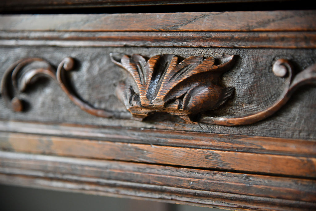 Antique Carved Oak Buffet Sideboard Shelves - Kernow Furniture