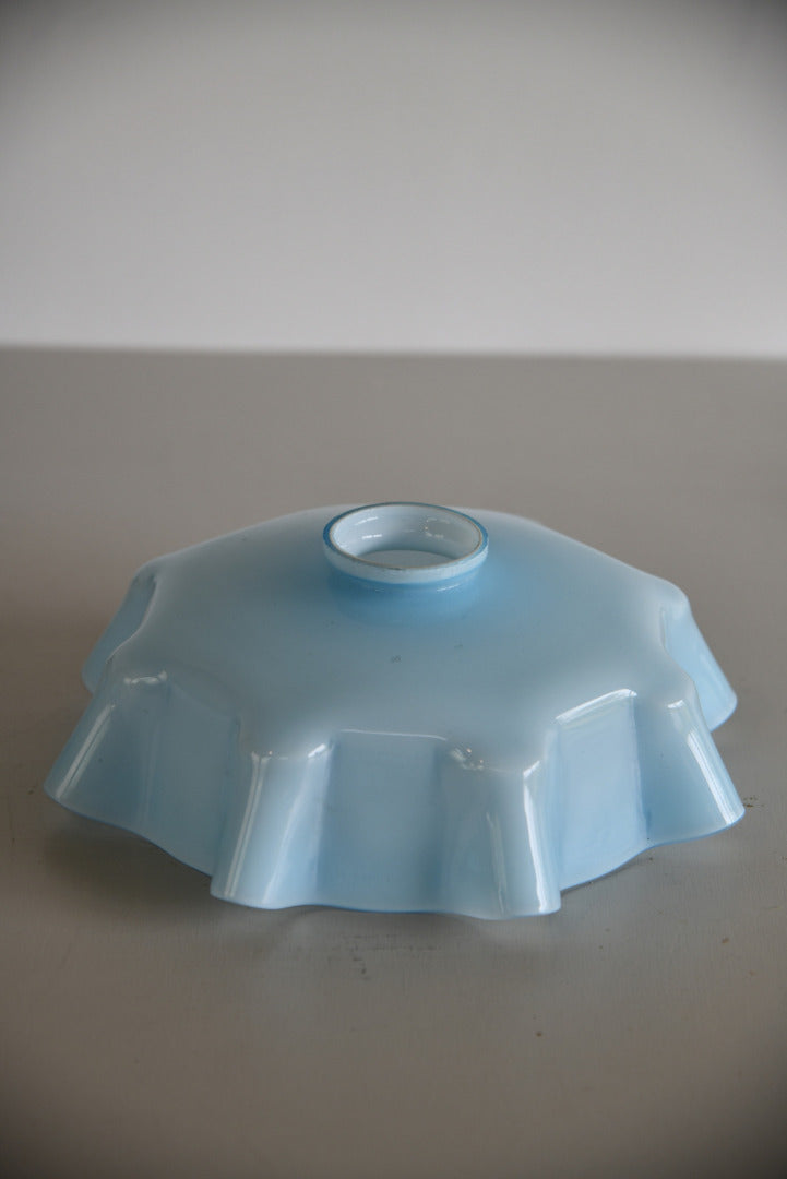 Vintage French Ceiling Pale Blue Glass Lampshade - Kernow Furniture