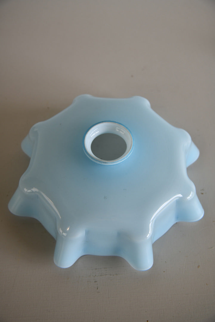 Vintage French Ceiling Pale Blue Glass Lampshade - Kernow Furniture