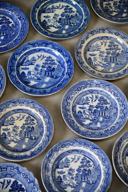 13 Assorted Collection Vintage Willow Plates - Kernow Furniture