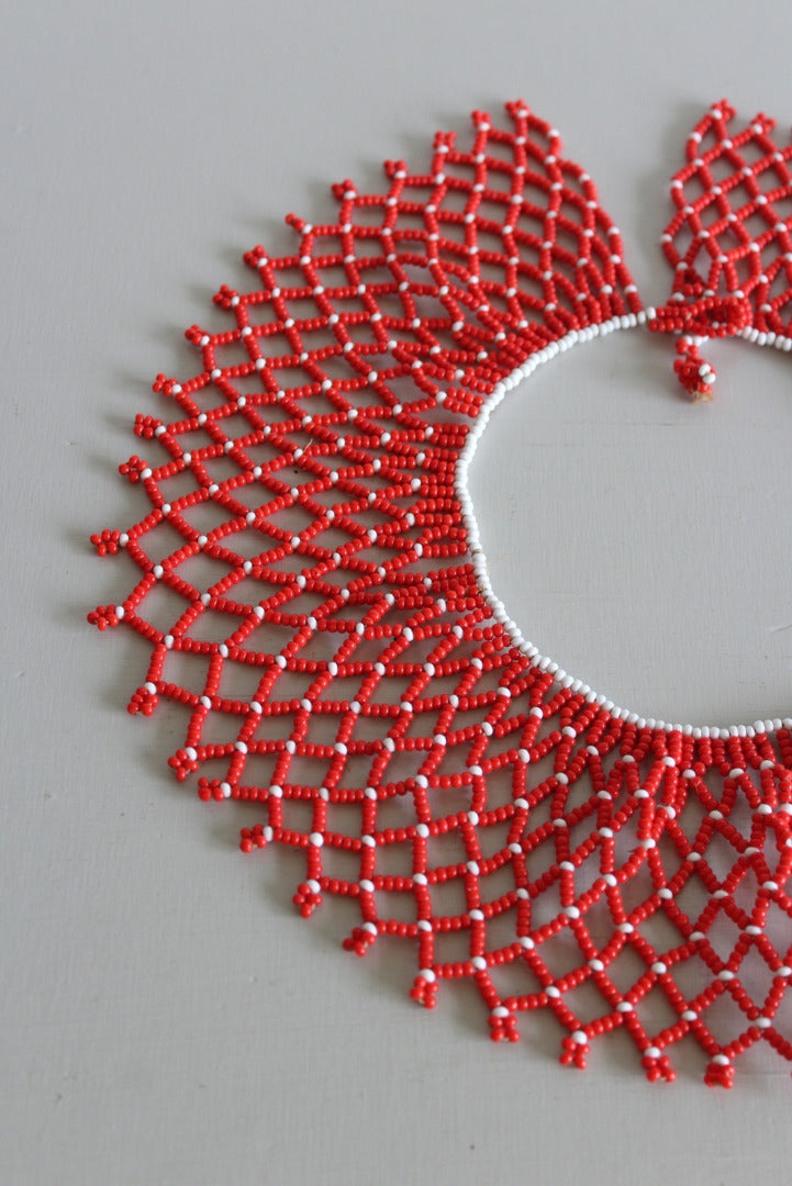 African Red Bead Collar Necklace - Kernow Furniture