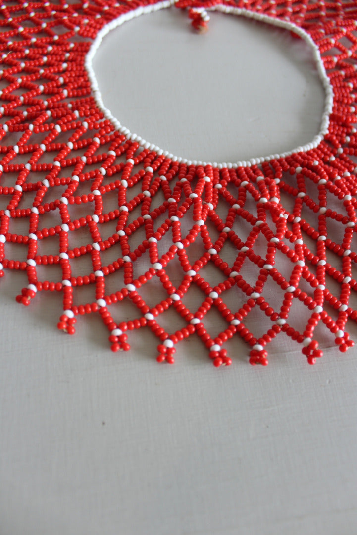 African Red Bead Collar Necklace - Kernow Furniture