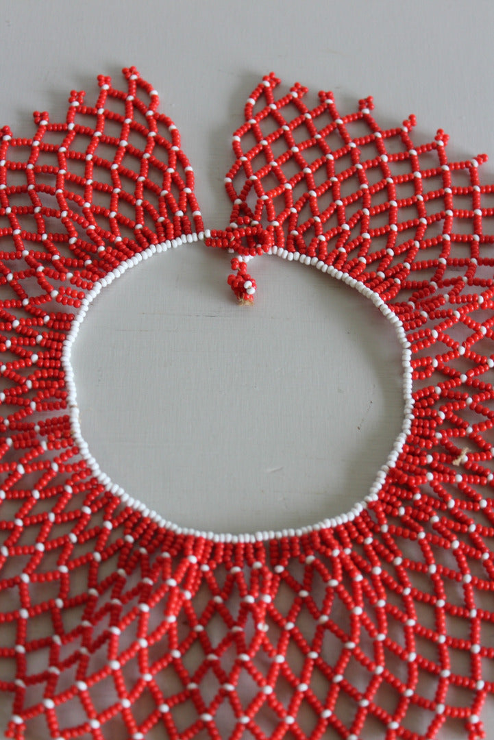 African Red Bead Collar Necklace - Kernow Furniture