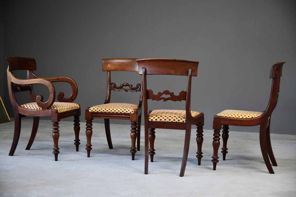 Set 4 Antique Mahogany Dining Chairs - Kernow Furniture