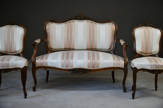 French Salon Suite Sofa & Pair Occasional Chairs - Kernow Furniture