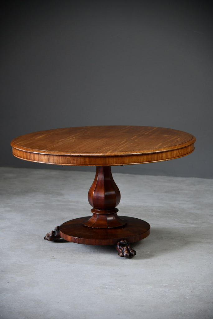 Antique Victorian Mahogany Tilt Top Round Dining Table - Kernow Furniture