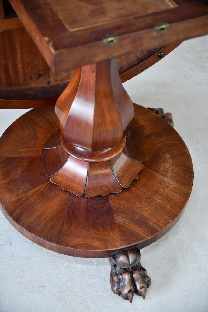 Antique Victorian Mahogany Tilt Top Round Dining Table - Kernow Furniture