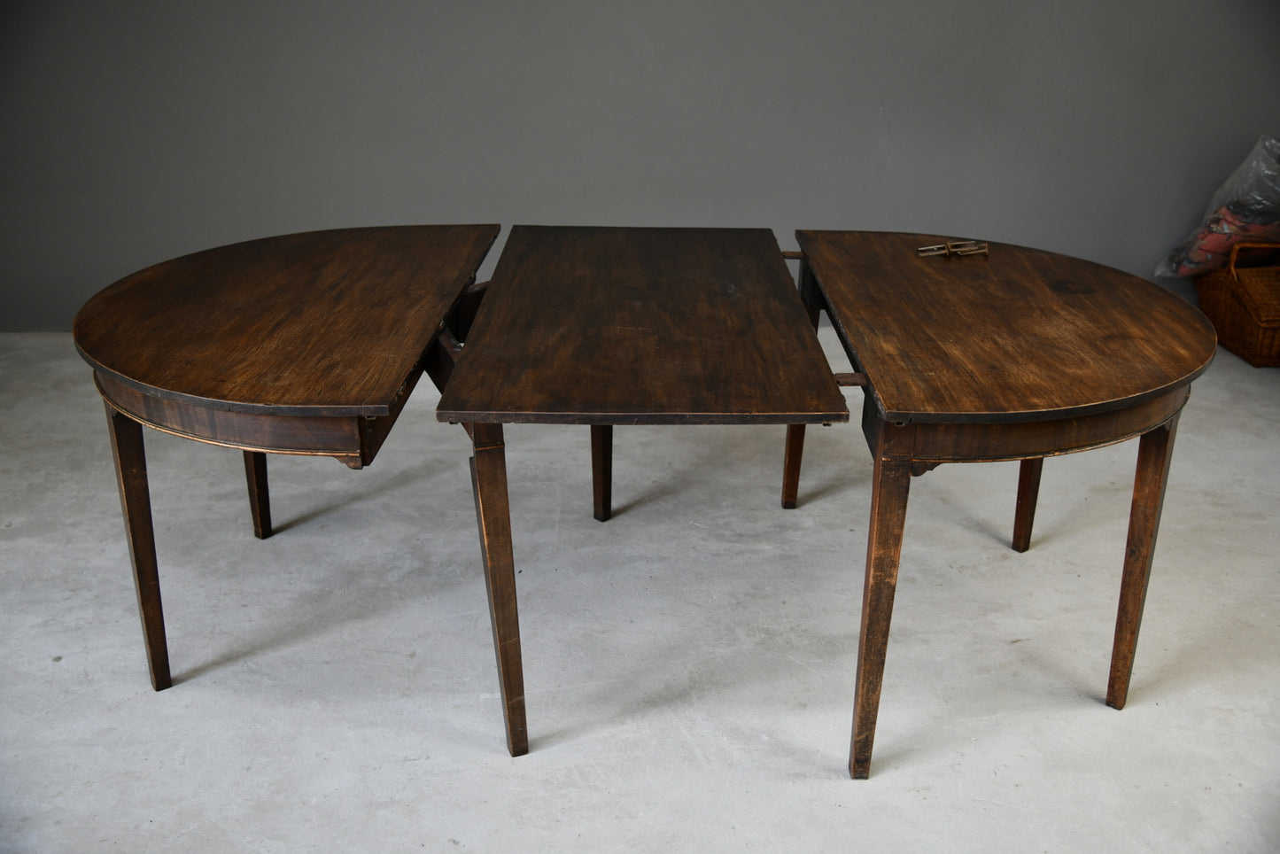 Georgian Mahogany D End Dining Table Pair Demi Lune Tables Side Console - Kernow Furniture