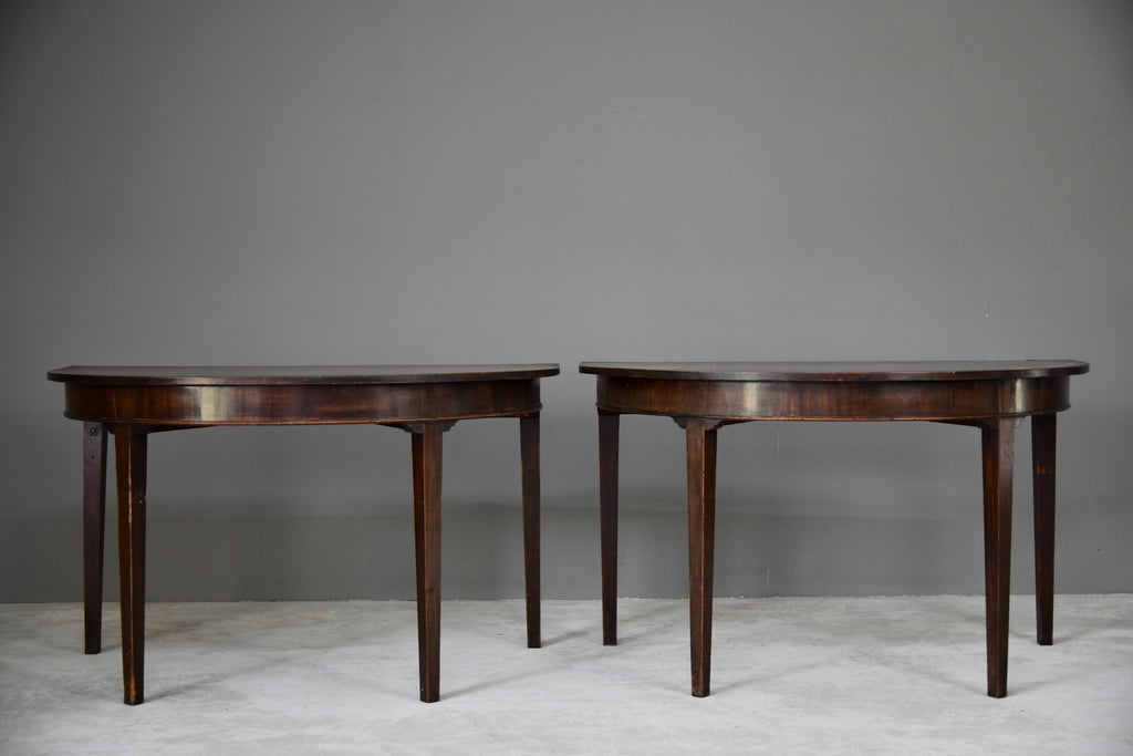 Georgian Mahogany D End Dining Table Pair Demi Lune Tables Side Console - Kernow Furniture