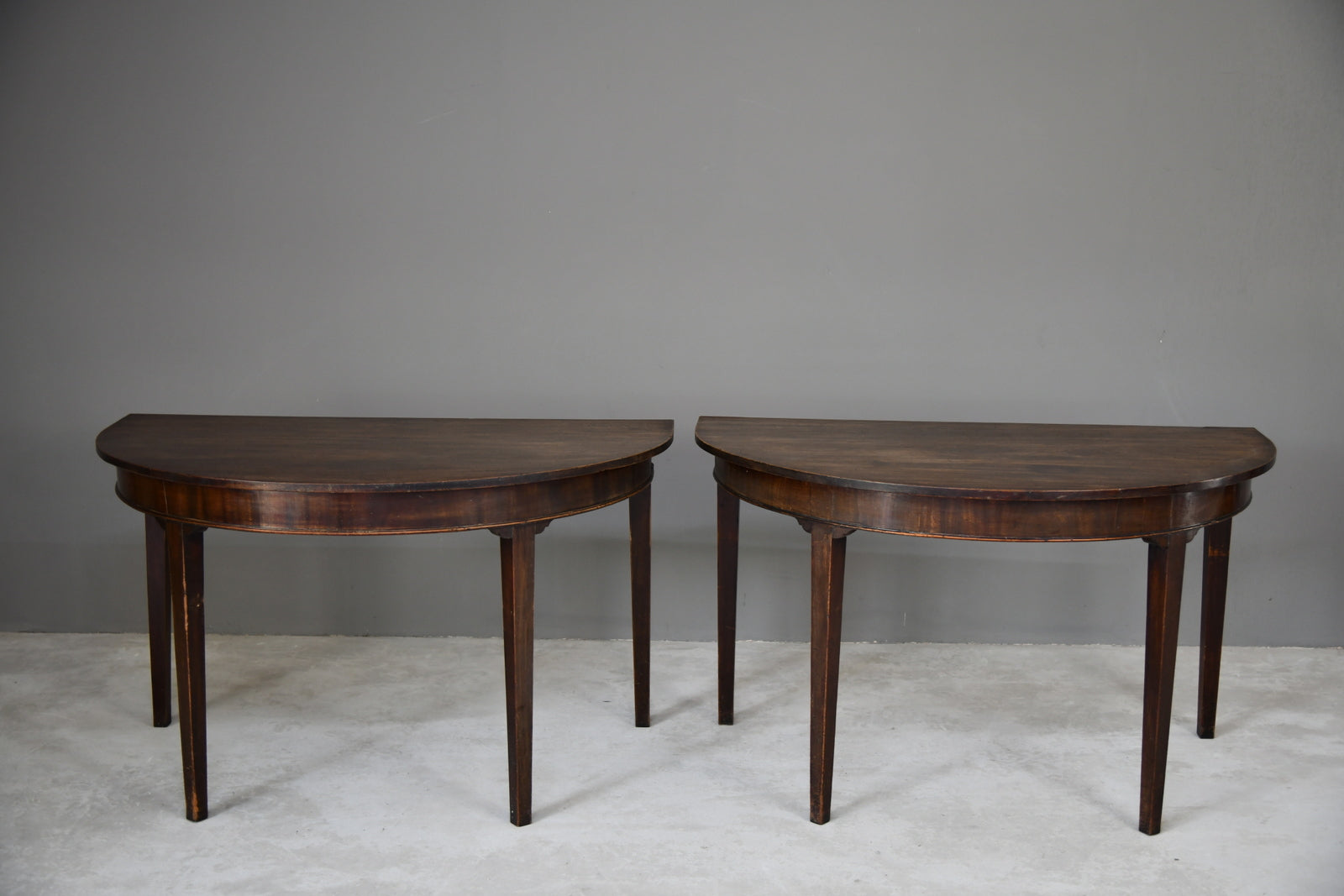 Georgian Mahogany D End Dining Table Pair Demi Lune Tables Side Console - Kernow Furniture