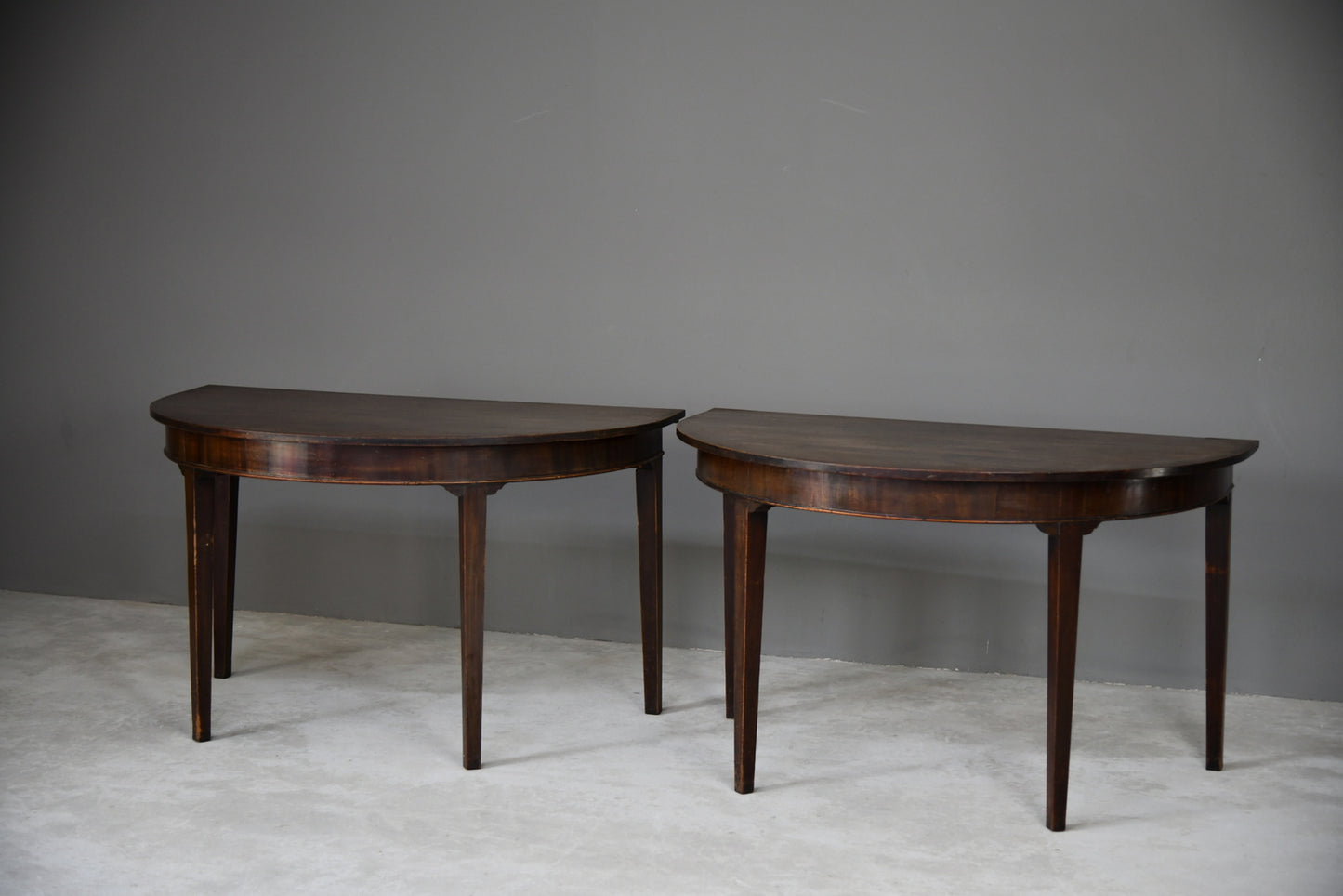 Georgian Mahogany D End Dining Table Pair Demi Lune Tables Side Console - Kernow Furniture