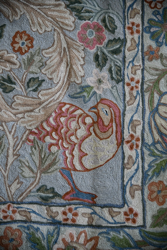 Kashmir Chain Stitch Crewel Rug / Wall Hanging - Kernow Furniture