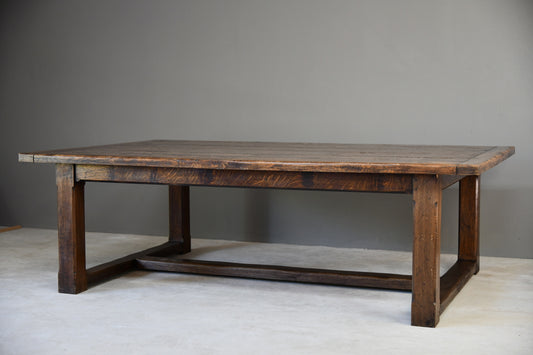 Large 8ft Rustic Chunky Farmhouse Pub Oak Kitchen Dining Table - Kernow Furniture