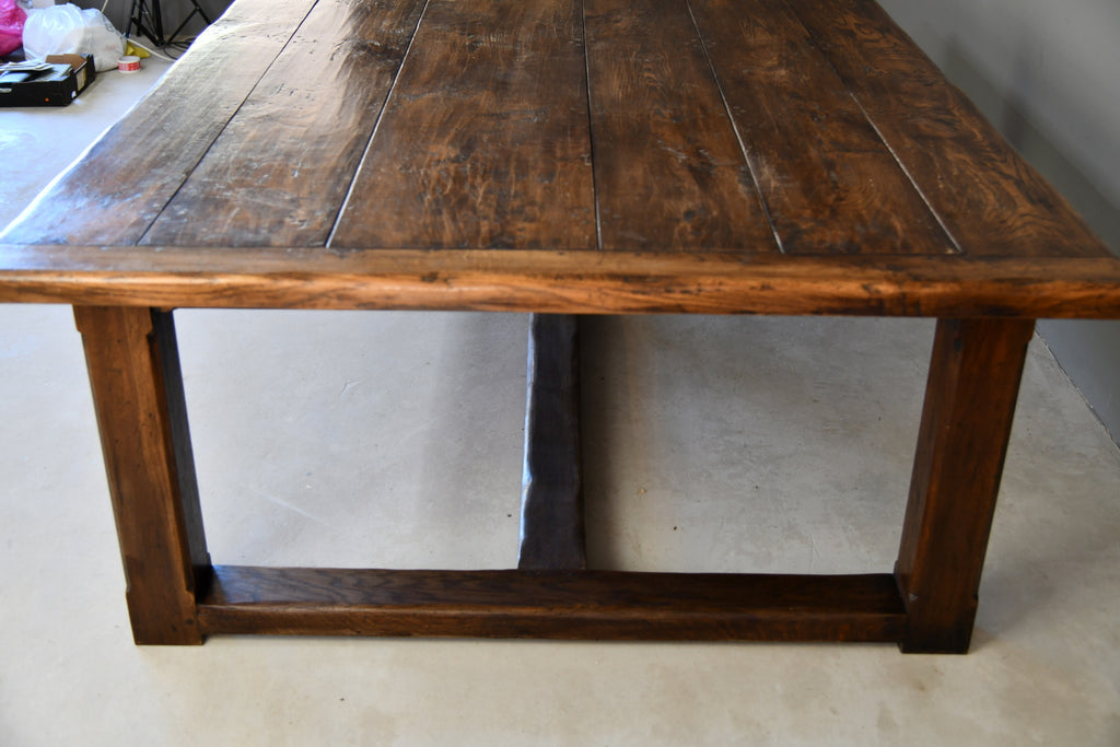 Large 8ft Rustic Chunky Farmhouse Pub Oak Kitchen Dining Table - Kernow Furniture