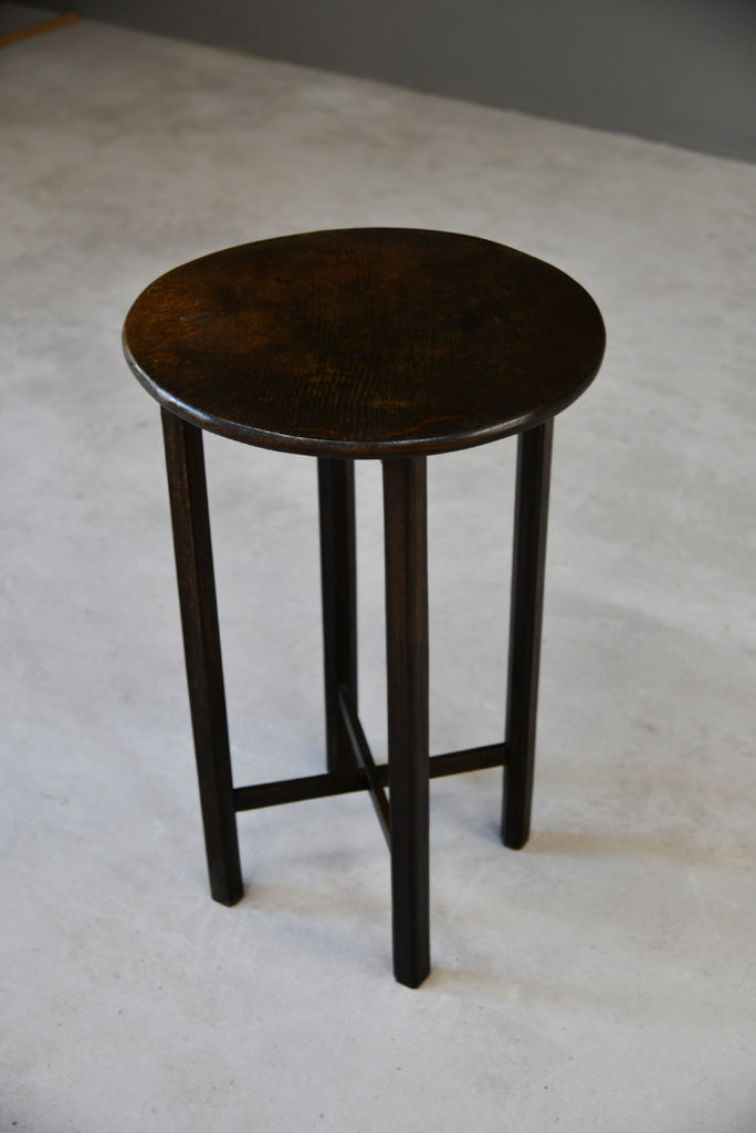 Round Oak Occasional Side End Lamp Bedside Table - Kernow Furniture