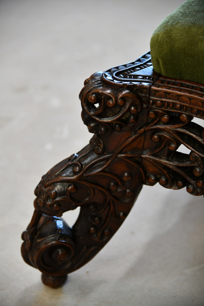 Antique Anglo Indian Carved Occasional Chair - Kernow Furniture