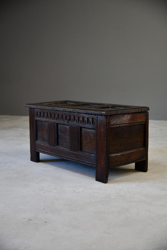 Small Antique 17th Century Oak Coffer Chest Trunk Blanket Box - Kernow Furniture