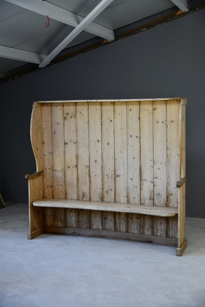 Large Rustic Pine Tavern Settle Bench Seat - Kernow Furniture