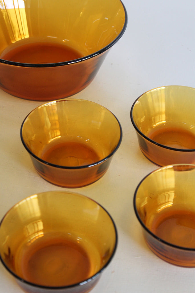 Vintage French Amber Glass Dessert Set - Kernow Furniture