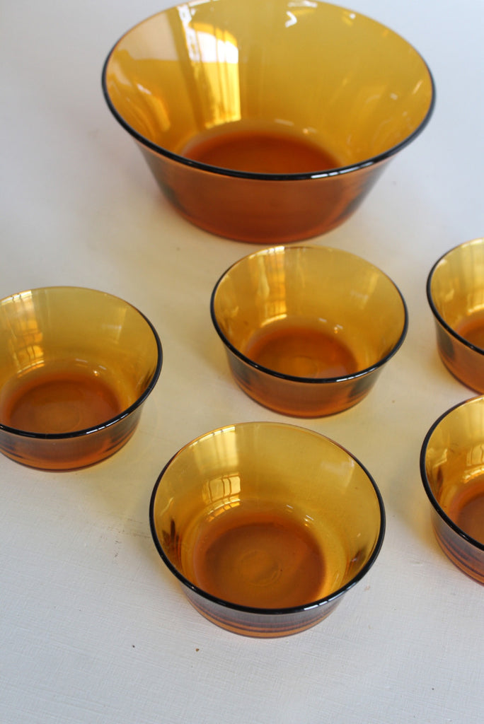 Vintage French Amber Glass Dessert Set - Kernow Furniture