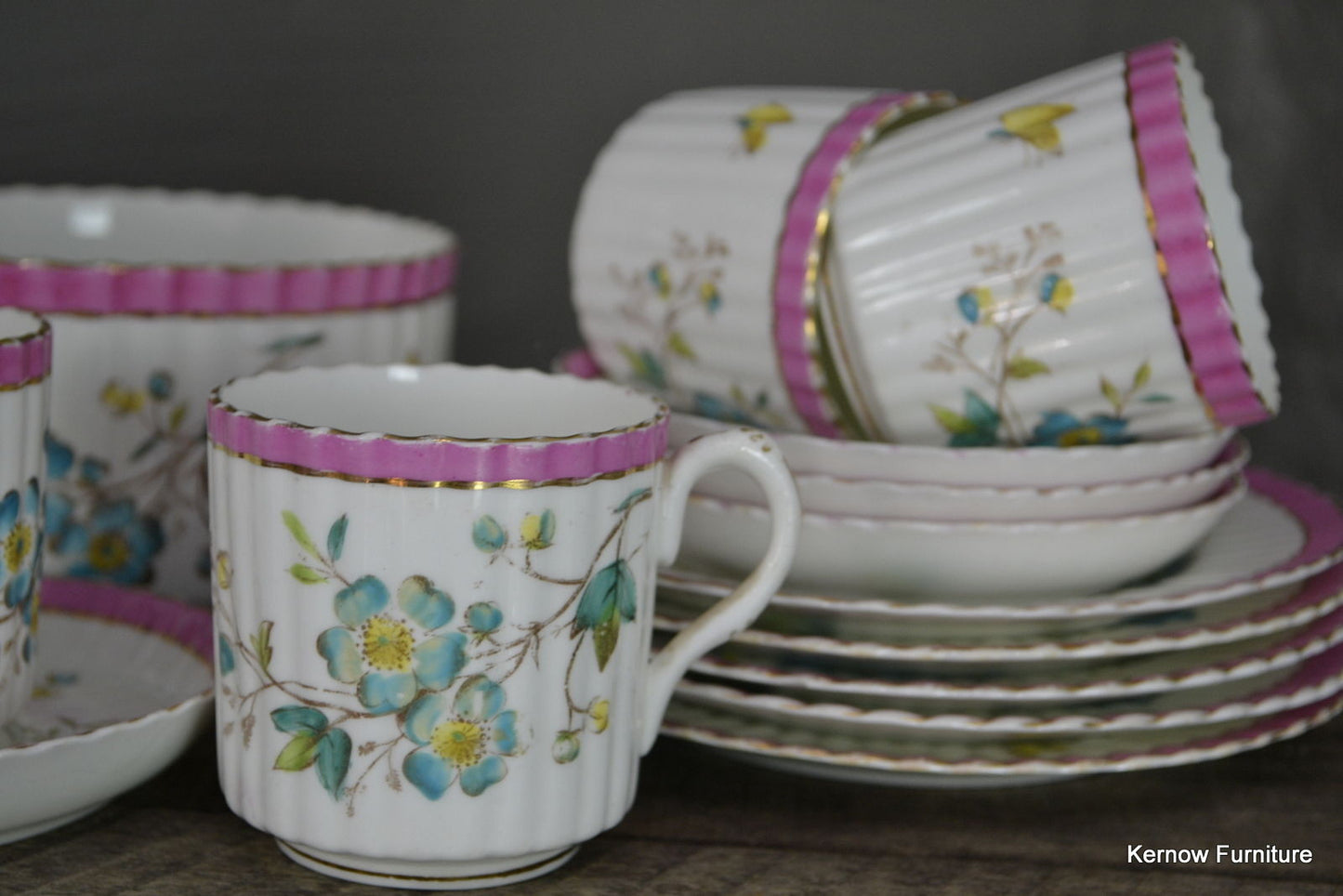 Handpainted Floral China Tea Set - Kernow Furniture