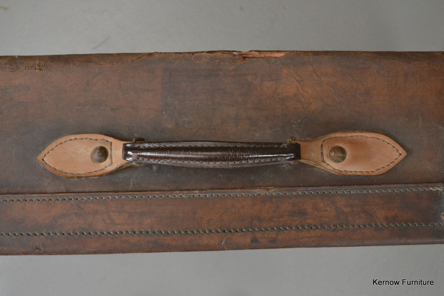 Antique Brown Leather Suitcase - Kernow Furniture