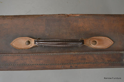 Antique Brown Leather Suitcase - Kernow Furniture