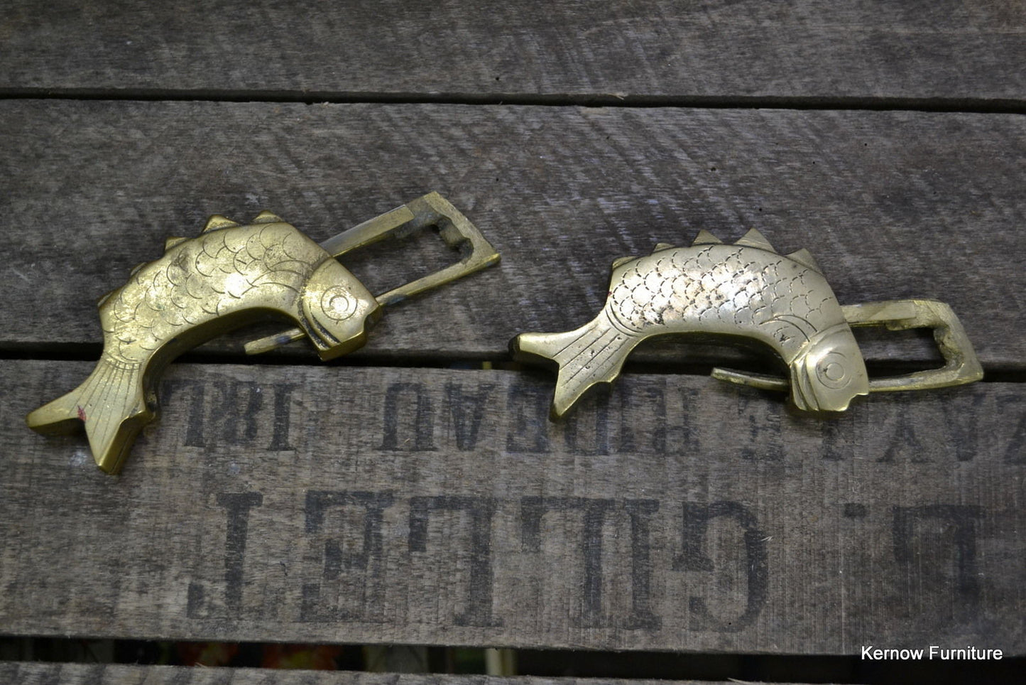 Pair Oriental Fish Brass Padlock - Kernow Furniture