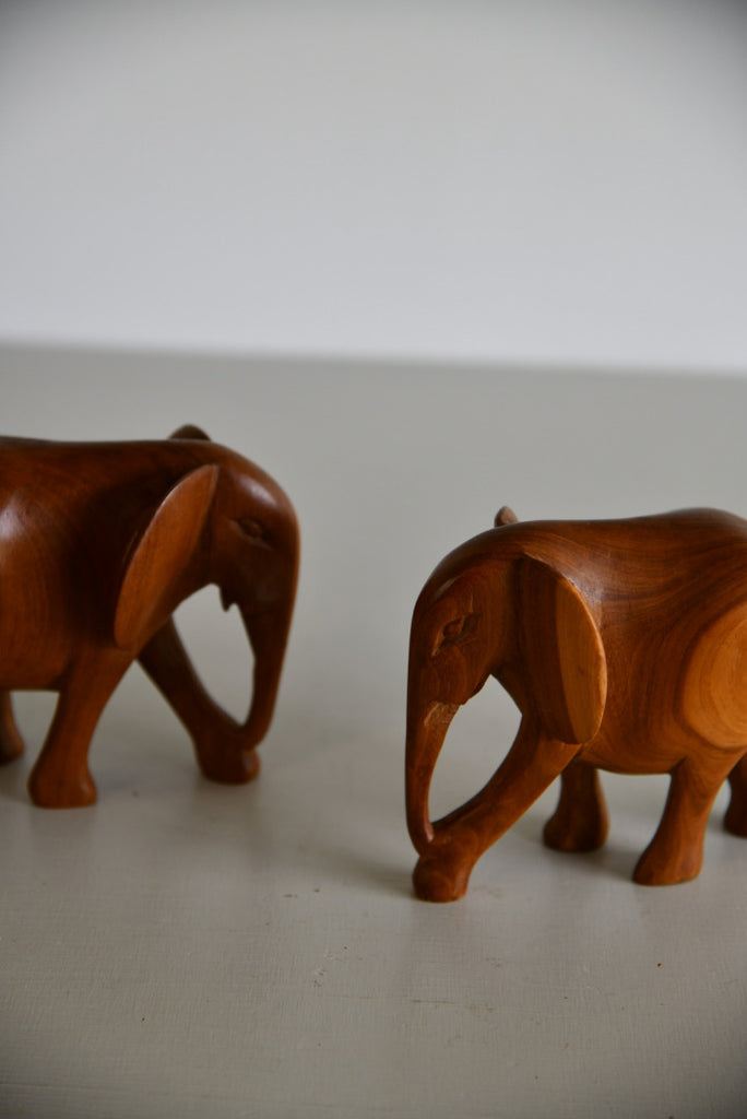 Pair Vintage Teak Elephants - Kernow Furniture