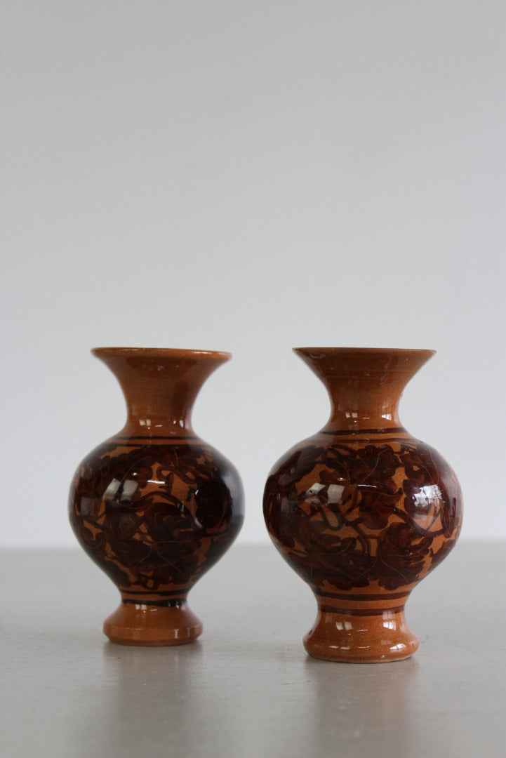 Pair Small Glazed Decorative Vase - Kernow Furniture