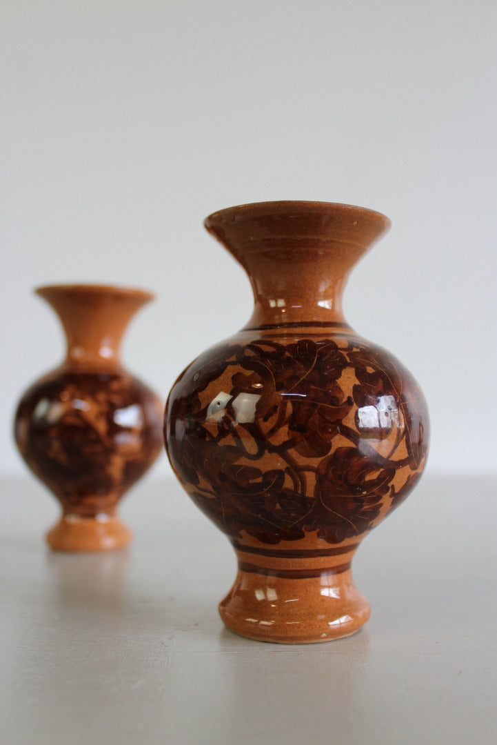 Pair Small Glazed Decorative Vase - Kernow Furniture