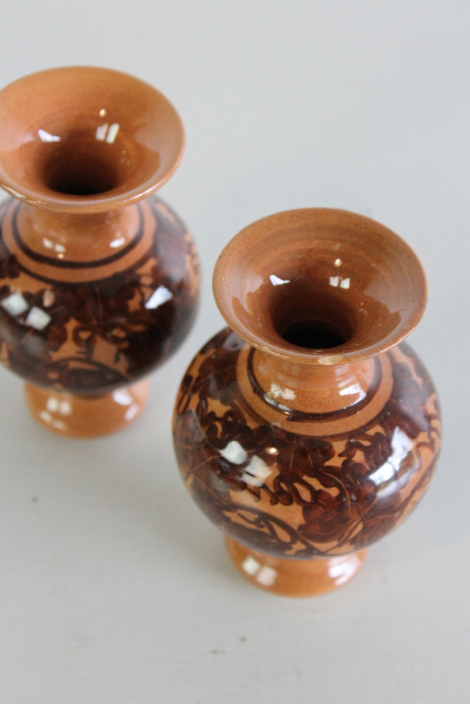 Pair Small Glazed Decorative Vase - Kernow Furniture