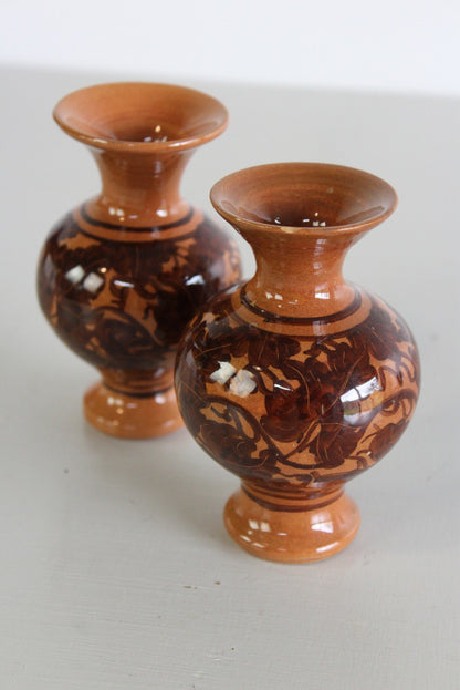 Pair Small Glazed Decorative Vase - Kernow Furniture